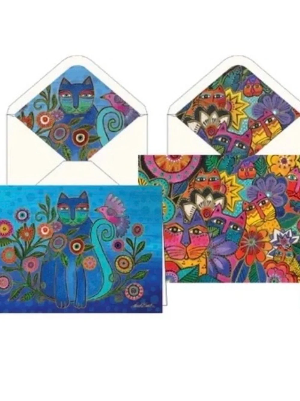 NIB Laurel Burch Boxed Blank Note Cards & Envelopes Set of 16 Cards 4 Designs